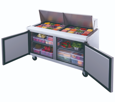 Dukers DSP60-24M-S2 2-Door Commercial Food Prep Table Refrigerator_Mega Top