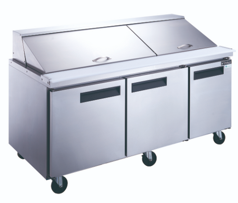 Dukers DSP72-30M-S3 3-Door Commercial Food Prep Table Refrigerator_Mega Top