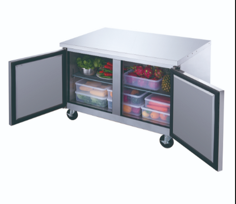 Dukers DUC60F 2-Door Undercounter Commercial Freezer in Stainless Steel