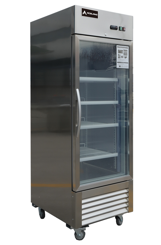 Aceland AR-23BG Reach In Single Glass Door Refrigerator-23 Cubic Feet