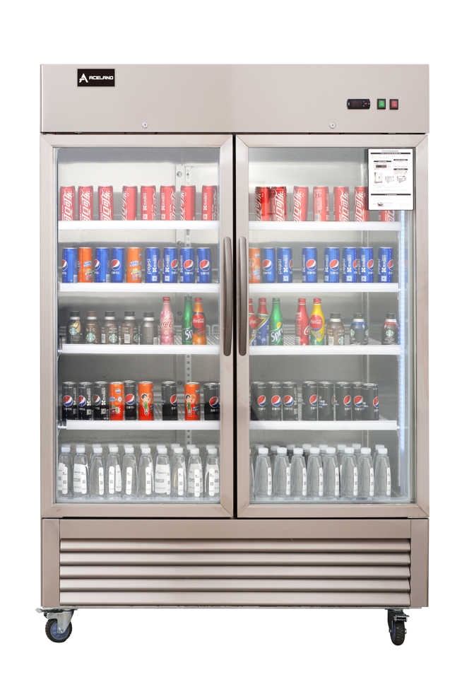 Aceland AF-49BG Reach In Double Glass Door Freezer-49 Cubic Feet