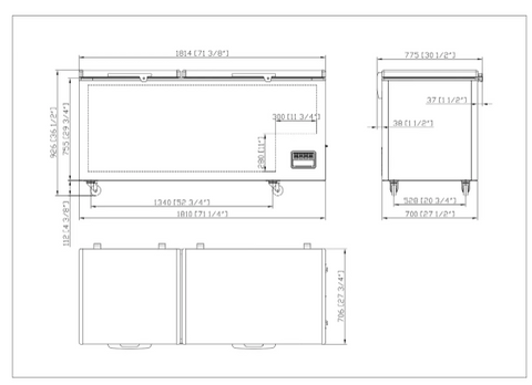 Dukers BD/BG-620 71" CHEST FREEZER WITH SOLID DOOR