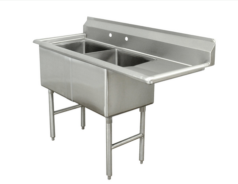 GSW SH24242R 2 Compartment Sink - Right Drain Board