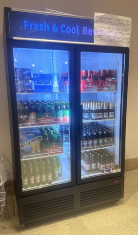 ALK GDR51(H) 54 inch Two Section Swing Glass Door Merchandiser Refrigerator (WHEELS ARE NOT PRE-INSTALLED)