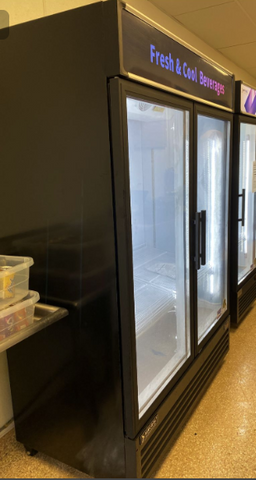 ALK GDR51(H) 54 inch Two Section Swing Glass Door Merchandiser Refrigerator (WHEELS ARE NOT PRE-INSTALLED)