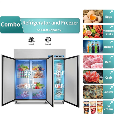 Aceland ARF-72B 72" Reach-in Three door COMBO Refrigerator and Freezer 54 Cu.Ft.