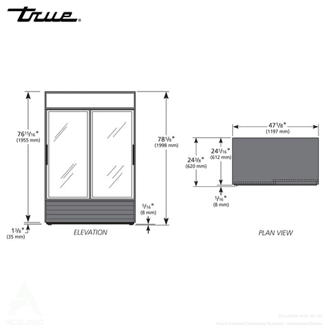 True GDM-41SL-HC-LD 47 1/8" White Two Section Slim Line Refrigerated Sliding Gla