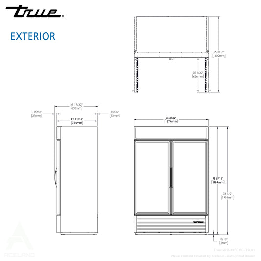 True GDM-49FC-HC~TSL01 54" Double Swing Glass Door Black Floral Merchandiser, 4