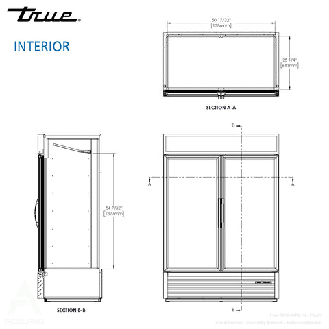 True GDM-49FC-HC~TSL01 54" Double Swing Glass Door Black Floral Merchandiser, 4