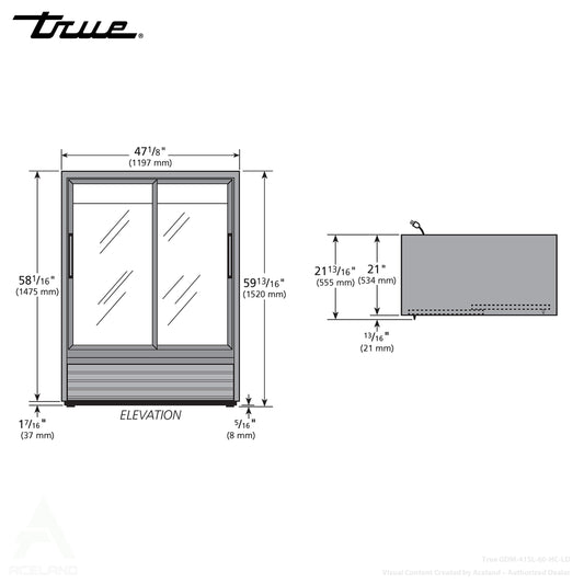 True GDM-41SL-60-HC-LD 47 1/8" Black Two Section Convenience Store Sliding Glass