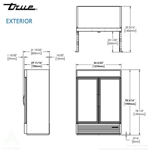 True GDM-49-HC~TSL01 54 1/8" White Two Section Glass Door Refrigerated Merchandi