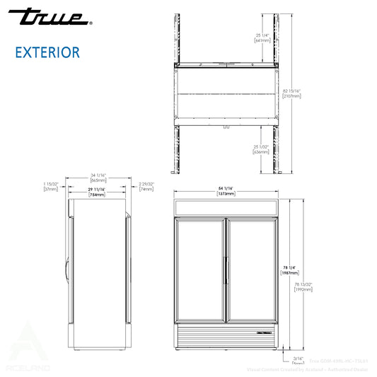 True GDM-49RL-HC~TSL01 54" Rear-Load Two Section Glass Swing Door Refrigerated M