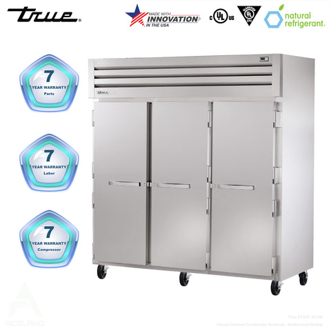 True STA3F-3S-HC 78" Three Section Reach In Freezer, (3) Solid Doors, 208 230v/1ph