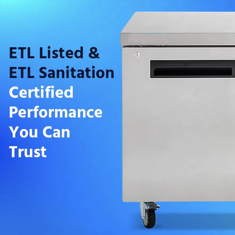 Aceland AUCF-48B 48" W Commercial Freezer Worktop Undercounter Freezer 12 Cu.ft Double Door Stainless Steel Counter Fan Cooling Freezer Food Prep Station for Restaurant, Bar Equipment
