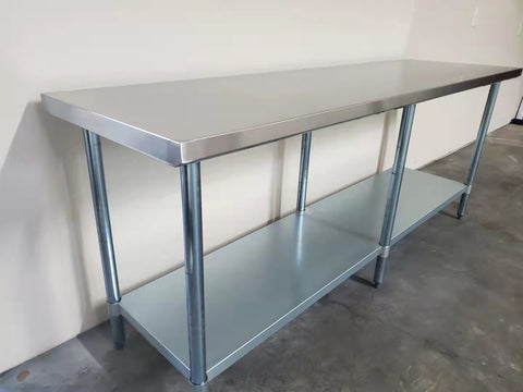 Commercial Work Table WT-E2496- Stainless Steel Top, Galvanized Undershelf  96x24"