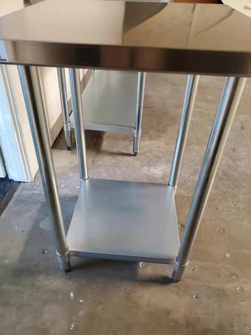 Commercial Work Table WT-E2424- Stainless Steel Top, Galvanized Undershelf  24x24"