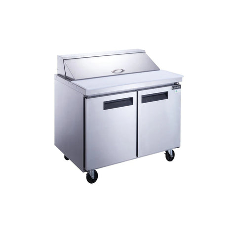 Dukers DSP36-10-S2 2-Door Commercial Food Prep Table Refrigerator in Stainless Steel