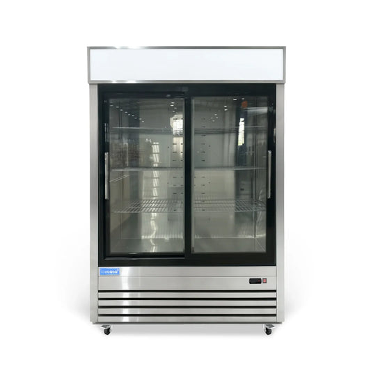 ICECASA 54-Inch Commercial Sliding Glass Door Display Refrigerator - Double Door Reach-in Merchandiser