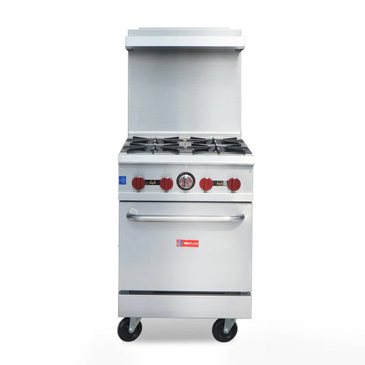 RGR24 Commercial Gas Range & Stove, WESTLAKE 4 Burner 24" Commercial Gas Range with Standard Oven - 151,000 BTU
