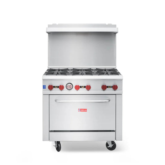 RGR36 Commercial Gas Range & Stove, WESTLAKE 6 Burner 36" Commercial Gas Range with Standard Oven - 210,000 BTU