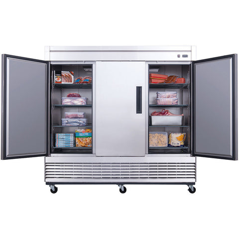 Dukers D83F 3-Door Commercial Freezer in Stainless Steel