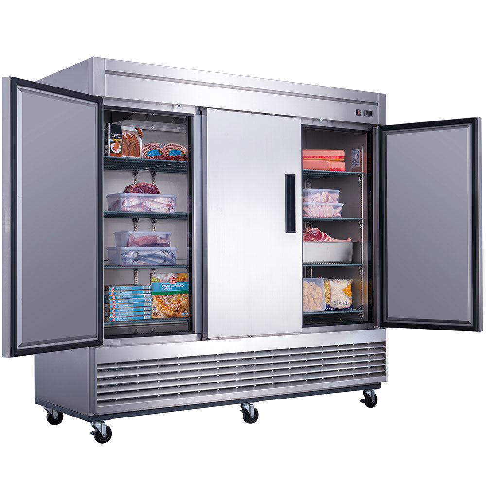 Dukers D83F 3-Door Commercial Freezer in Stainless Steel