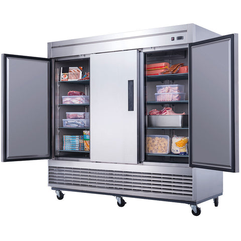 Dukers D83F 3-Door Commercial Freezer in Stainless Steel