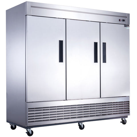 Dukers D83F 3-Door Commercial Freezer in Stainless Steel
