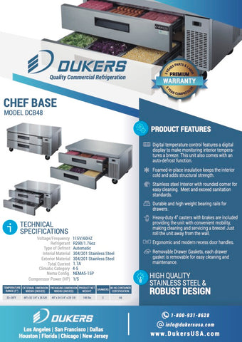 Dukers DCB48-D2 Chef Base Refrigerator with 2 Drawers