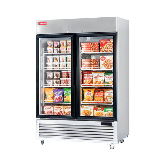Commercial Freezer 2 Glass Door, WESTLAKE 54" W Merchandiser Reach-in Display Freezer 49 Cu.ft Upright Freezer for Restaurant, Bar, Retail