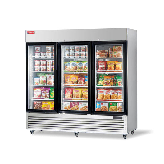 Commercial Freezer 3 Glass Door, WESTLAKE 82" W Merchandiser Reach-in Display Freezer 49 Cu.ft Upright Freezer for Restaurant, Bar, Retail