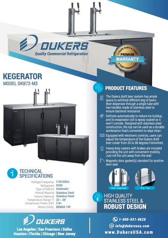 Duker DKB72-M3 Kegerator Draft Beer Cooler | 72" Length
