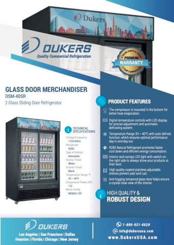 Dukers DSM-40SR Commercial Glass SLIDING Door Merchandiser Refrigerator(Black)
