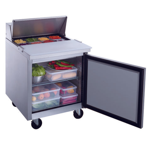 Dukers DSP29-8-S1 1-Door Commercial Food Prep Table Refrigerator in Stainless