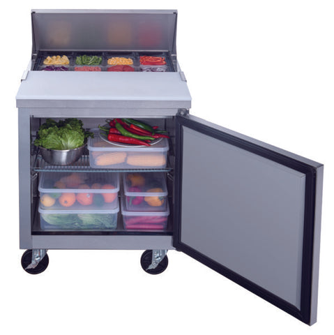 Dukers DSP29-8-S1 1-Door Commercial Food Prep Table Refrigerator in Stainless