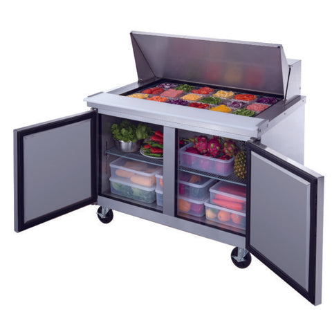 Dukers DSP48-18M-S2 2-Door Commercial Food Prep Table Refrigerator_Mega Top