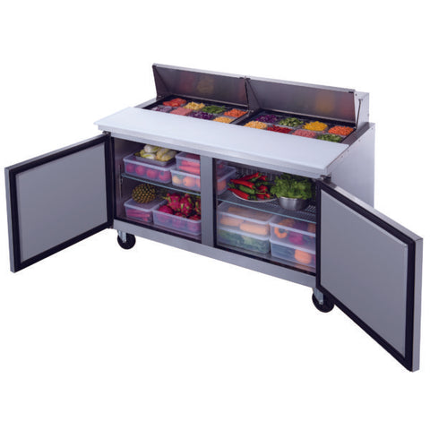 Dukers DSP60-16-S2 2-Door Commercial Food Prep Table Refrigerator