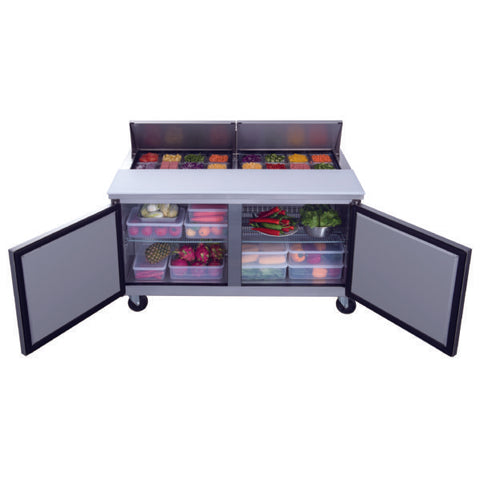 Dukers DSP60-16-S2 2-Door Commercial Food Prep Table Refrigerator