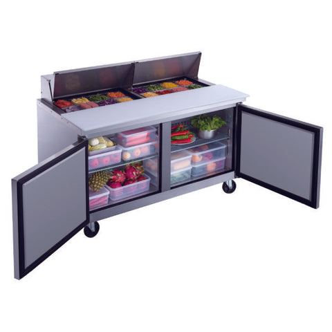 Dukers DSP60-16-S2 2-Door Commercial Food Prep Table Refrigerator