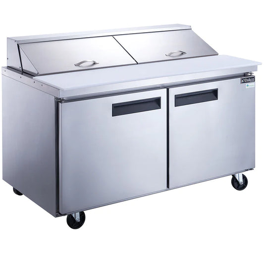 Dukers DSP60-16-S2 2-Door Commercial Food Prep Table Refrigerator