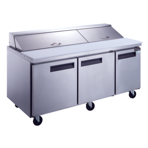 Dukers DSP72-18-S3 3-Door Commercial Food Prep Table Refrigerator