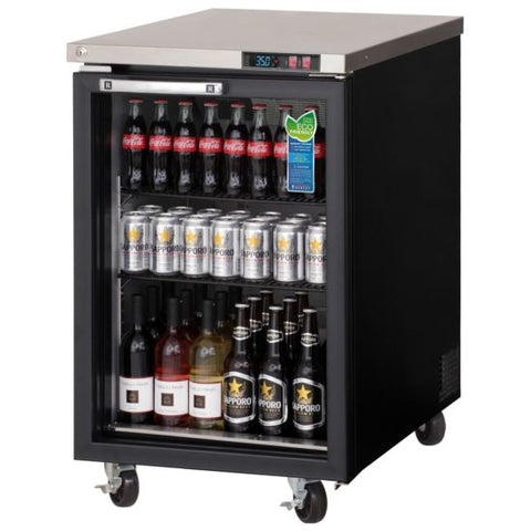 Everest  EBB23G 23-1/2" Black One Section Glass Door Back Bar Cooler - 8 Cu. Ft.