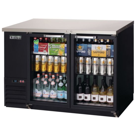 Everest  EBB48G-24 49" Black Two Section Glass Door Back Bar Cooler - 13 Cu. Ft.