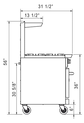 Dukers DCR60-10B 60″ Gas Range with Ten (10) Open Burners