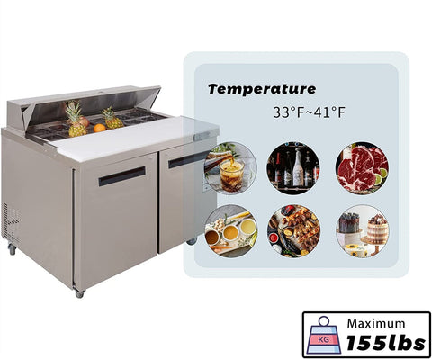 Aceland ASR-48B Stainless Steel 48" Food Prep Table Refrigerator