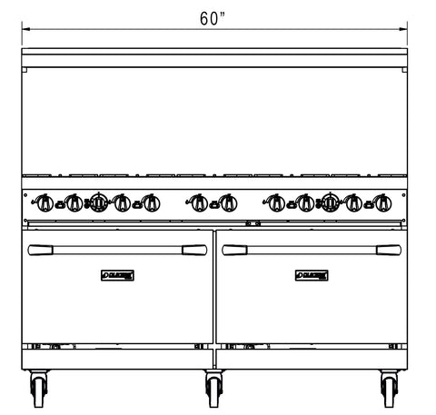 Dukers DCR60-10B 60″ Gas Range with Ten (10) Open Burners