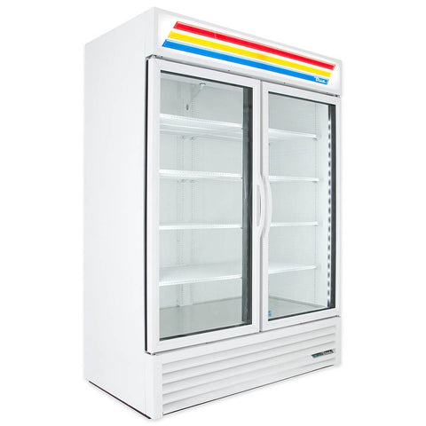 True GDM-49-HC~TSL01 54 1/8" White Two Section Glass Door Refrigerated Merchandi
