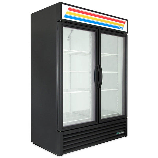 True GDM-49-HC~TSL01 54 1/8" White Two Section Glass Door Refrigerated Merchandi