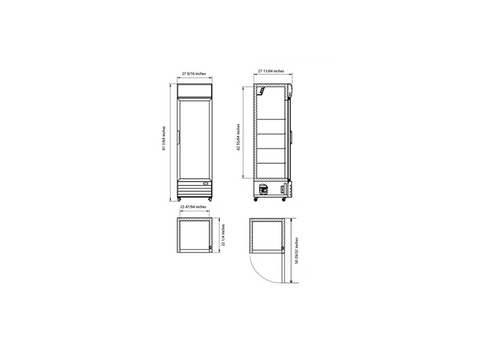 APR-23BG  27" Single Swing Door Merchandiser Refrigerator  20 cu.ft.