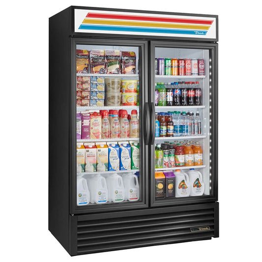 True GDM-49-HC~TSL01 54 1/8" White Two Section Glass Door Refrigerated Merchandi